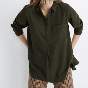 Maxwell classic ex boyfriend flannel olive green womens XS